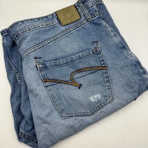 Paco Jeans‎ Denim Shorts Mens 40 Blue Light Wash Baggy Y2K Skater Embroidered